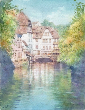 油絵 ブルージュの運河 油絵 ブルージュの運河 油絵ブルージュの運河